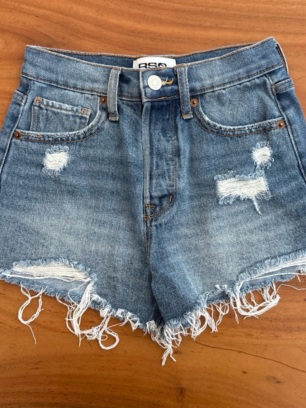 RSQ Distressed Light Blue Denim Cutoff Shorts